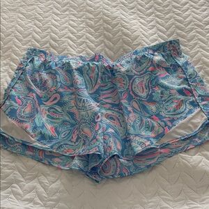 Lilly Pulitzer Blue and Pink Paisley Athletic Shorts